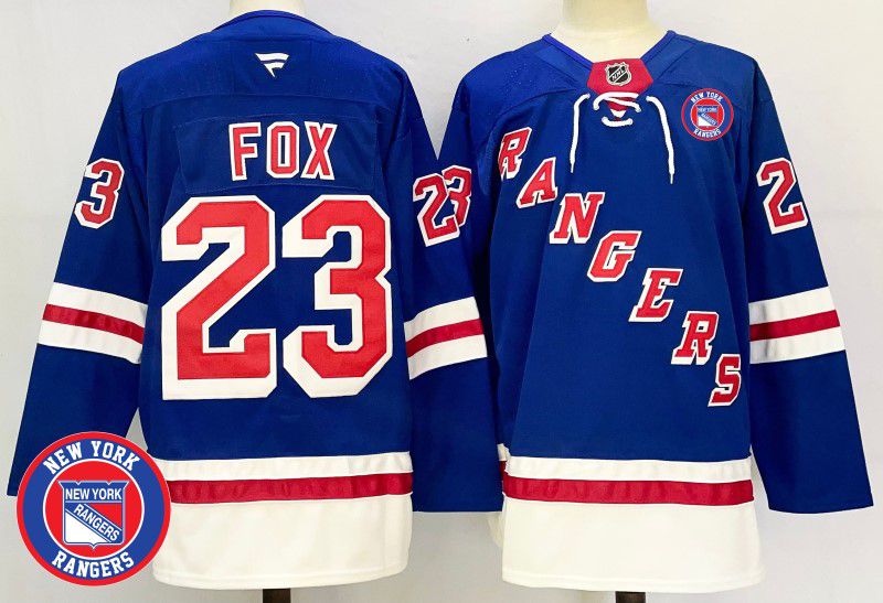 Men New York Rangers 23 Fox Blue Fanatics 2025 NHL Jersey style 8